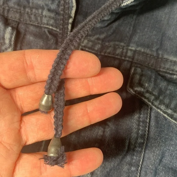 Free People distressed denim with built in hoodie sweatshirt jacket size XS - Picture 9 of 12